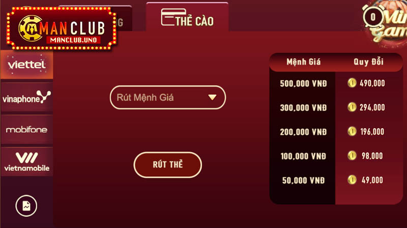 lưu ý khi rút tiền manclub