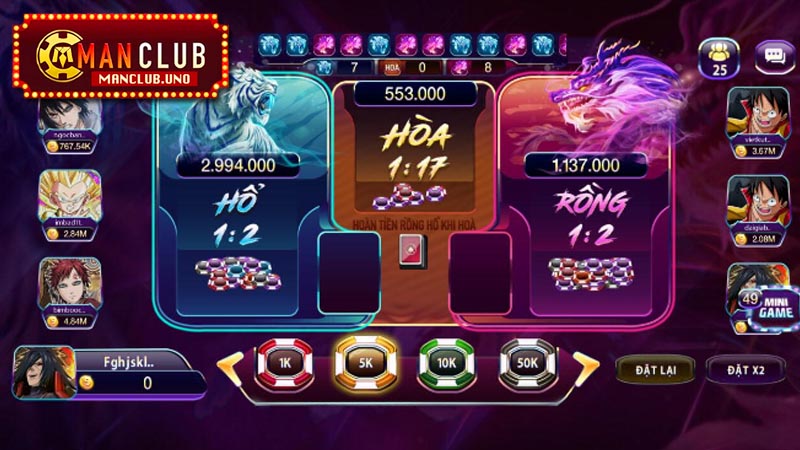 thủ thuạt rồng hổ online manclub